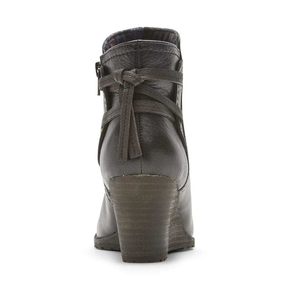 Rockport Boots For Womens Black - Cobb Hill Lucinda Back Tie - UC5629143